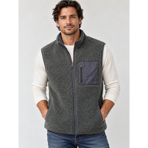 J.Crew Other - J. Crew Sherpa Fleece Vest Gray Full Zip Gorpcore Outdoorsy Minimalist Small
